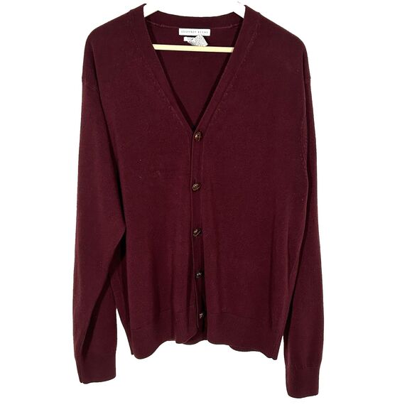 Geoffrey Beene Grandpa Cardigan Sweater Size XL Super Soft Cranberry Red Preppy - Picture 1 of 6